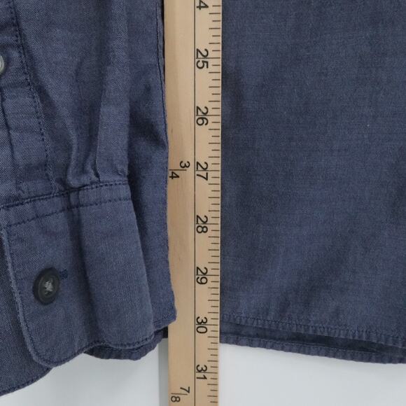 John Varvatos Shirt Mens XXL Blue Long Sleeve Roll Tab Pocket Lightweight Preppy - Picture 5 of 12